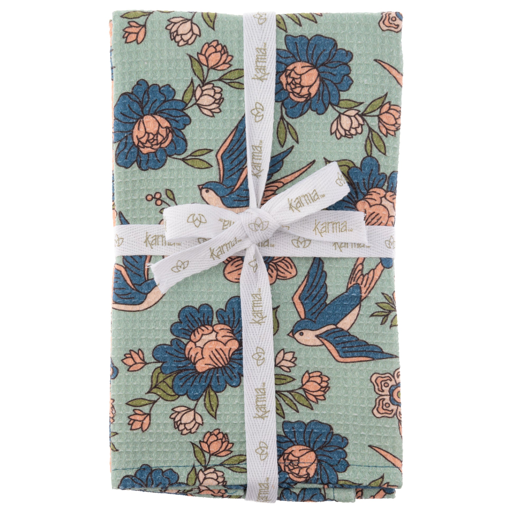 Sparrows Waffle Weave Tea Towel packaging view. 