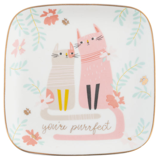 Cat Large Flora Square Trinket Tray
