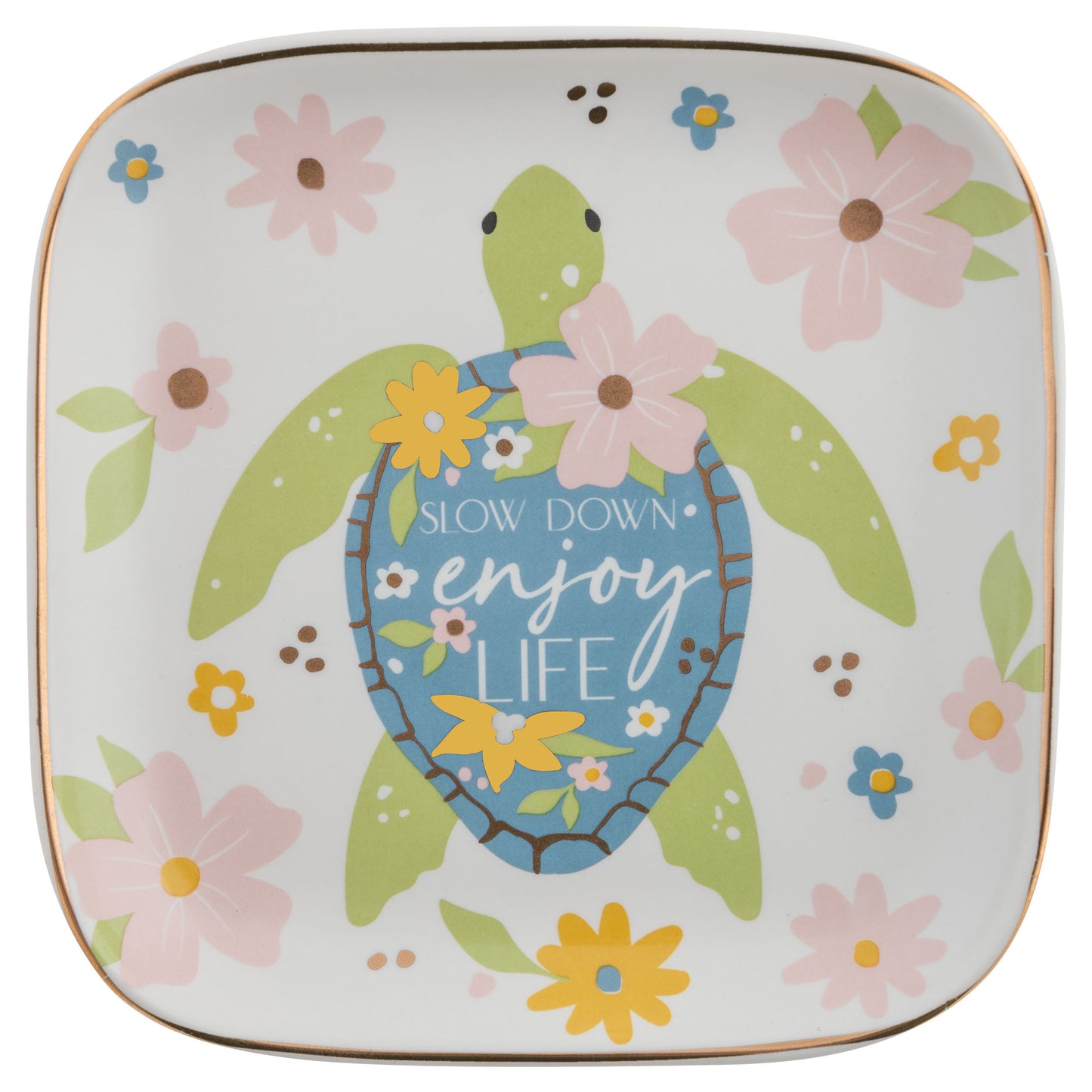 Turtle Large Flora Square Trinket Tray