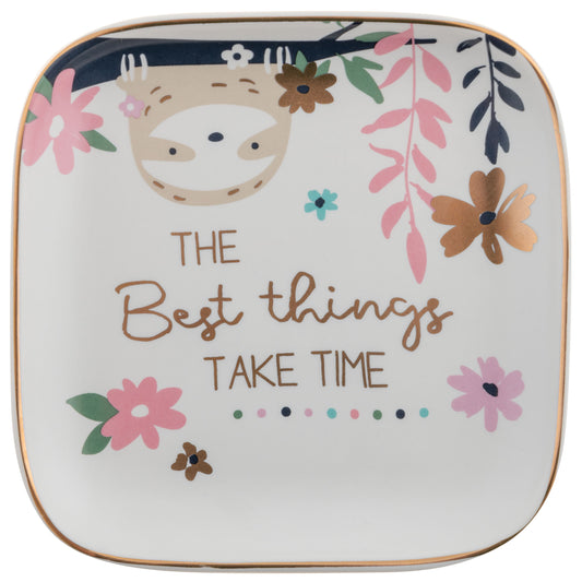 Sloth Large Flora Square Trinket Tray