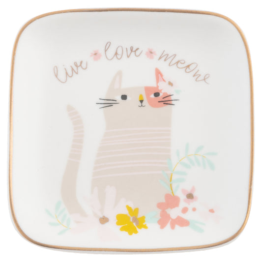 Cat Small Flora Square Trinket Tray