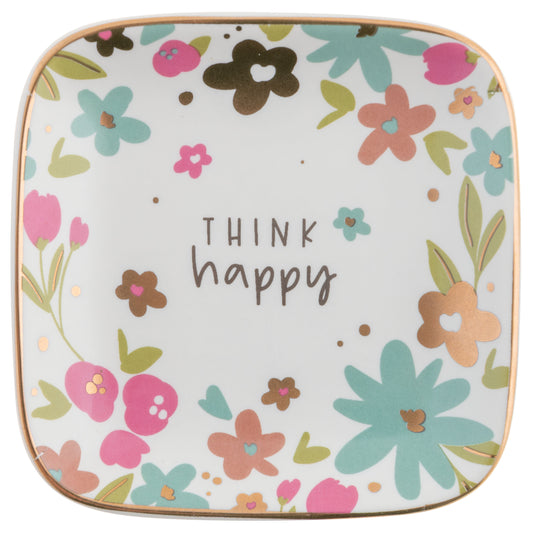 Think Happy Small Flora Square Trinket Tray