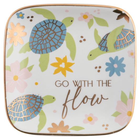 Turtle Small Flora Square Trinket Tray
