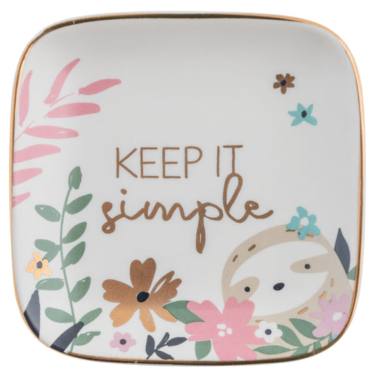 Sloth Small Flora Square Trinket Tray