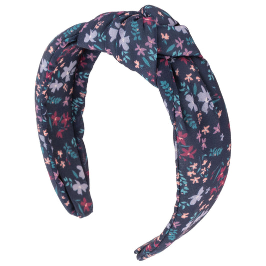 Navy Floral Knot Headband