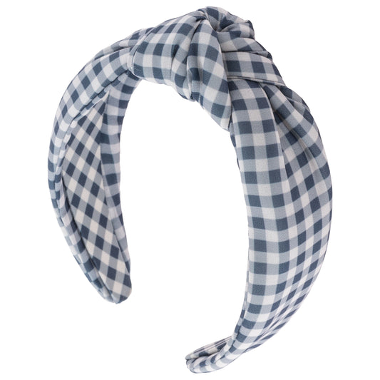 Gray Gingham Knot Headband