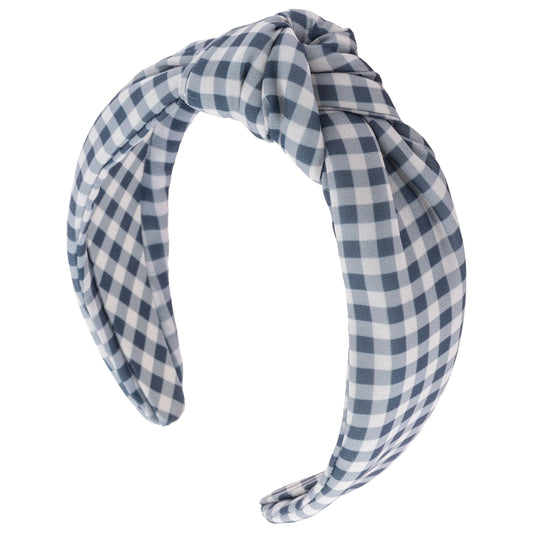 Gray Gingham Knot Headband