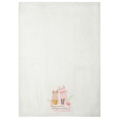 Cat Flora Tea Towel unfolded view. 