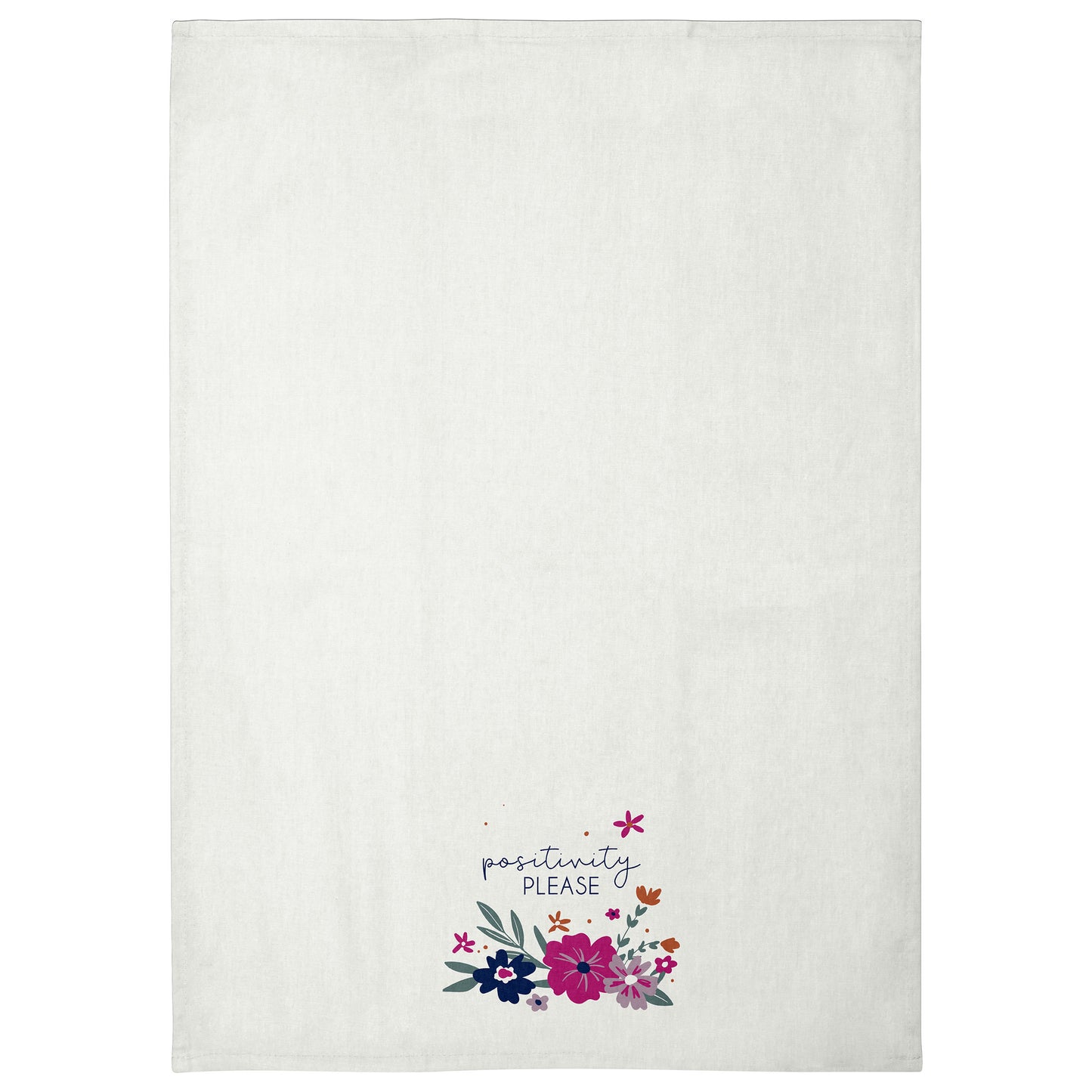 Positivity Please Flora Tea Towel unfolded view. 