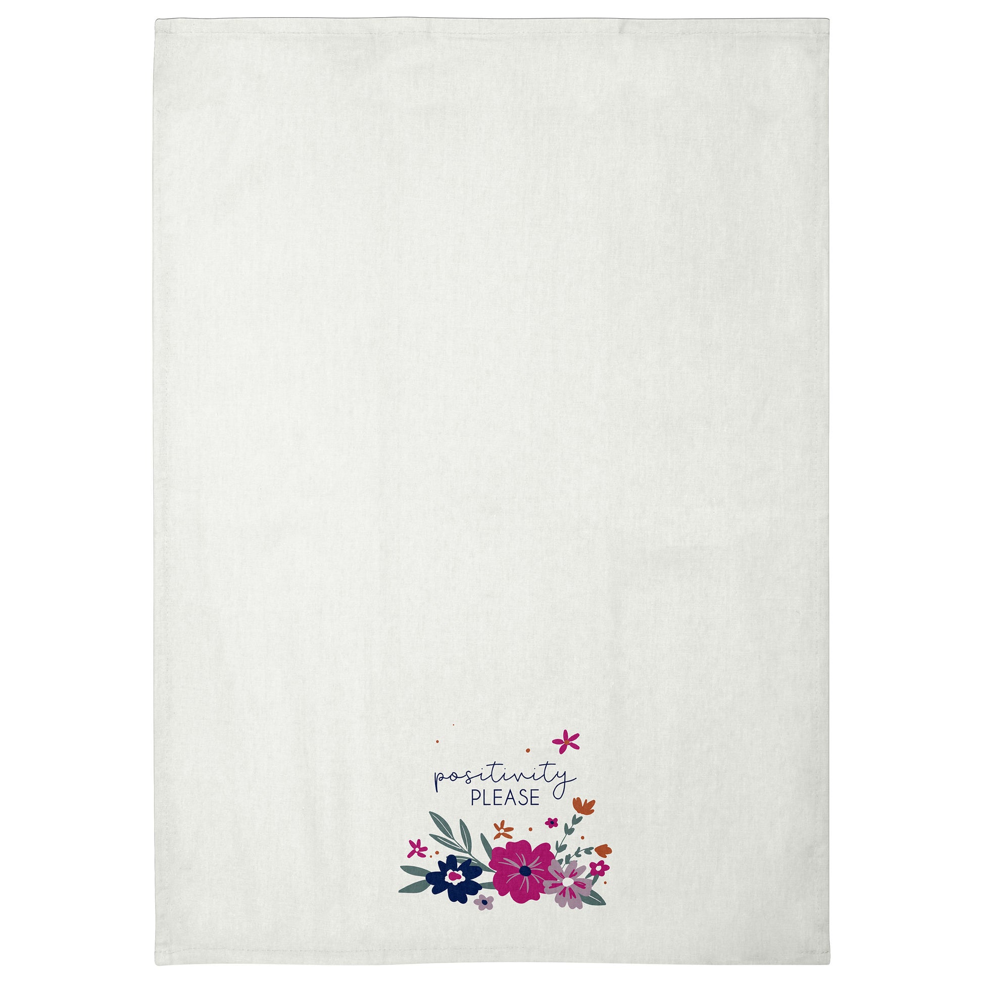 Positivity Please Flora Tea Towel unfolded view. 