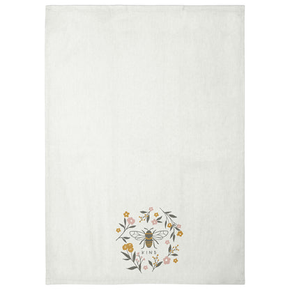 Bee Flora Tea Towel unfolded view. 