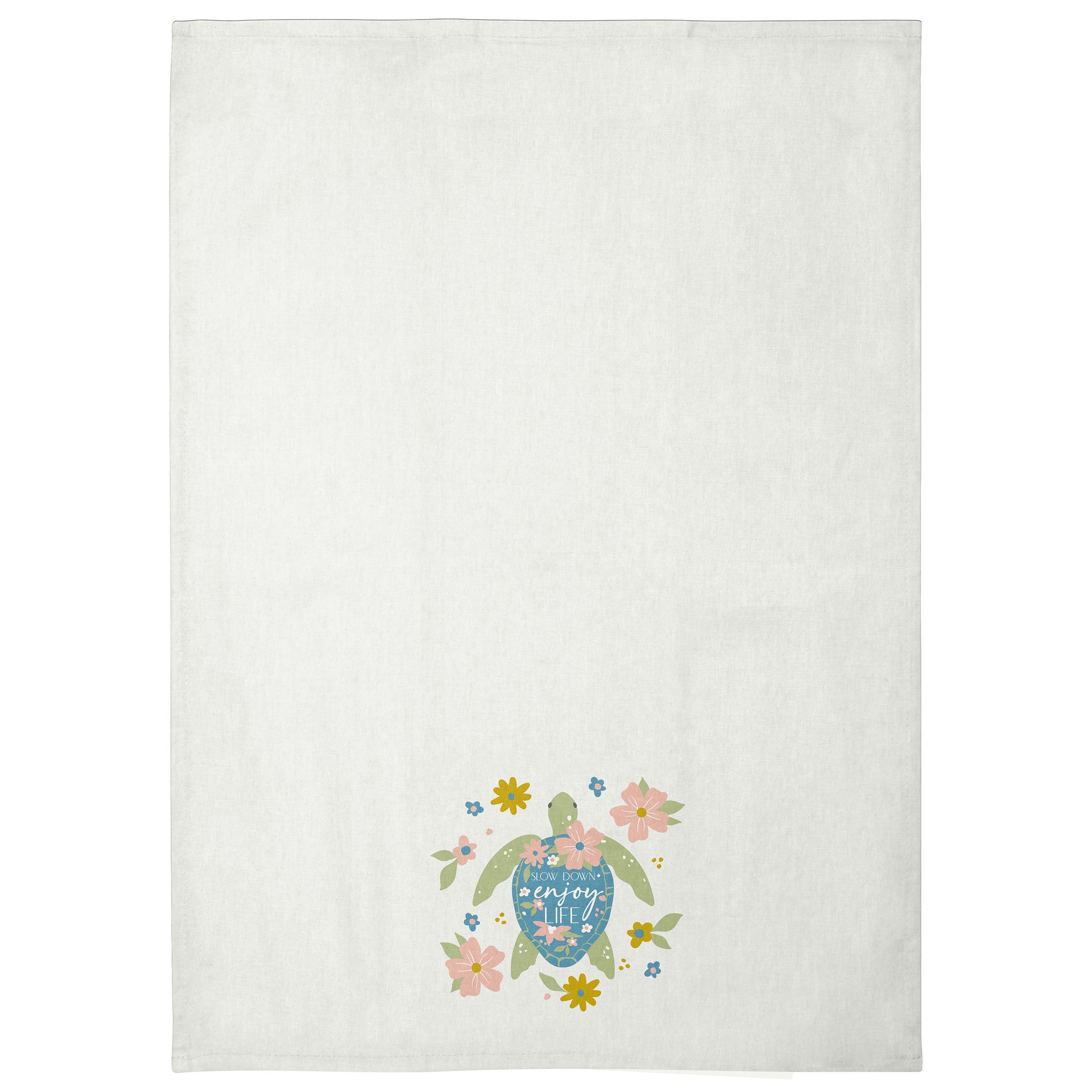Turtle Flora Tea Towel unfolded view. 