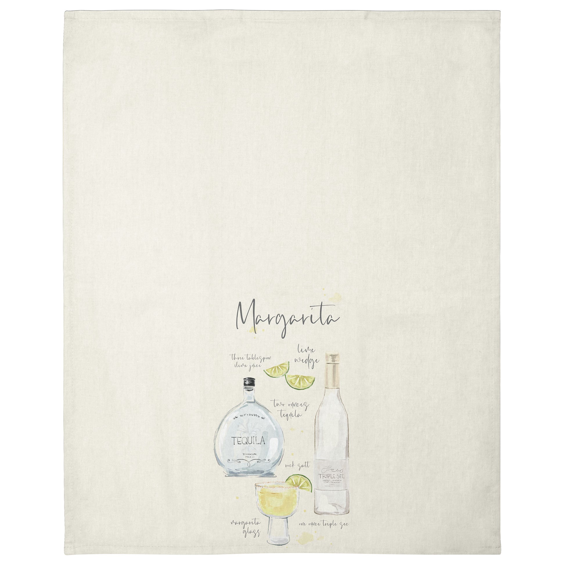 Margarita Speakeasy Linen Tea Towel unfolded view. 