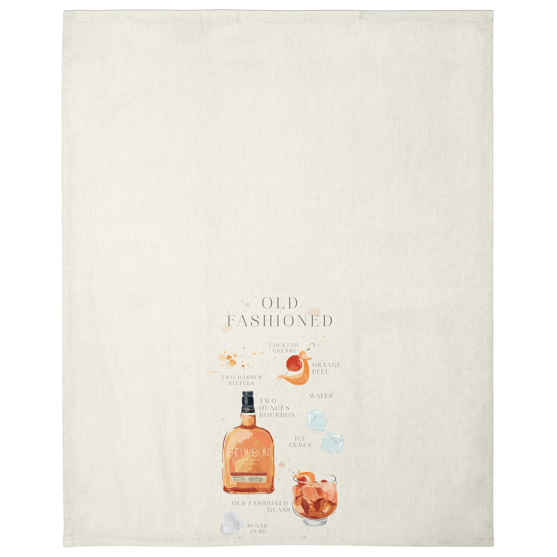 Old Fashioned Speakeasy Linen Tea Towel unfolded view. 