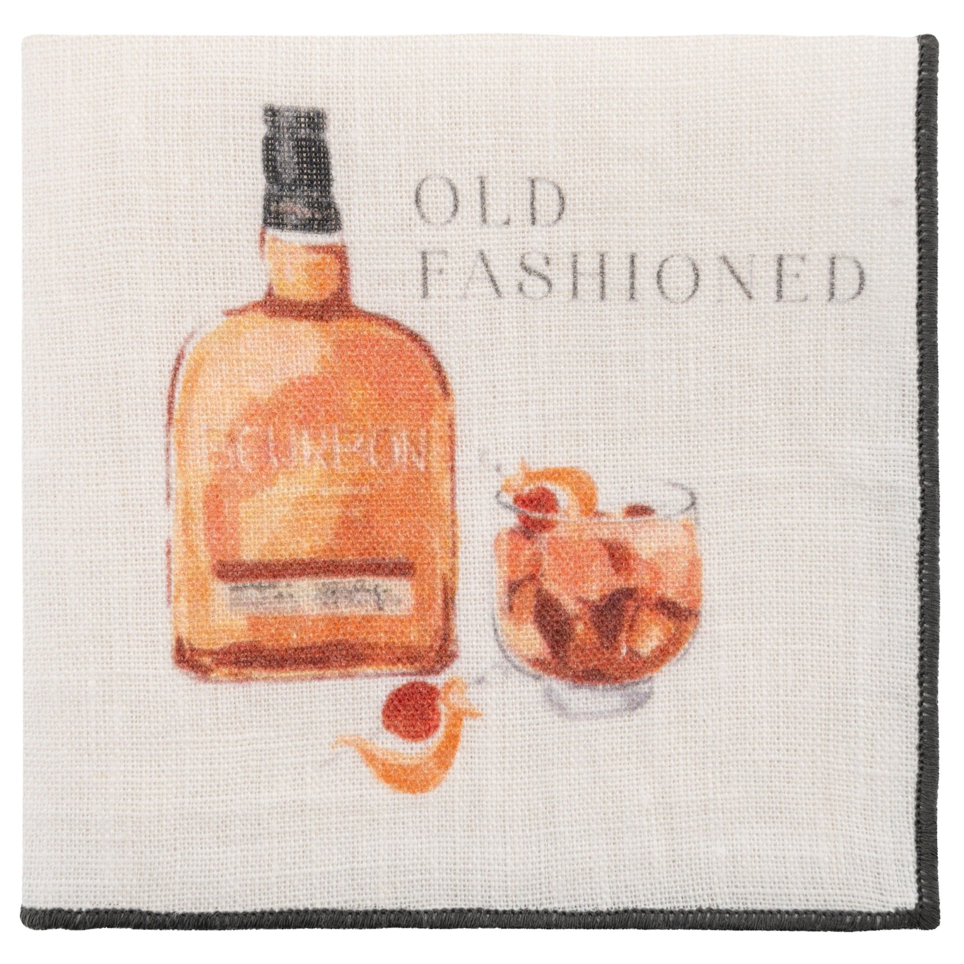 Speakeasy Linen Cocktail Napkins old fashioned napkin view. 
