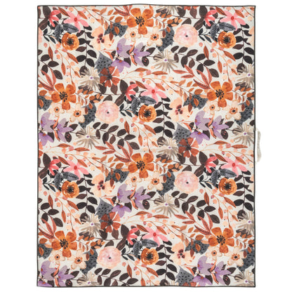 Cinnamon Floral Linen Blend Tea Towel unfolded view. 
