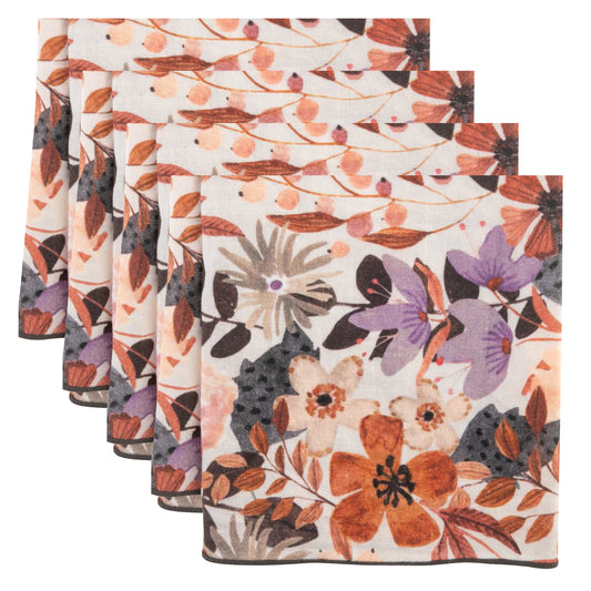 Cinnamon Linen Blend Dinner Napkins set view. 