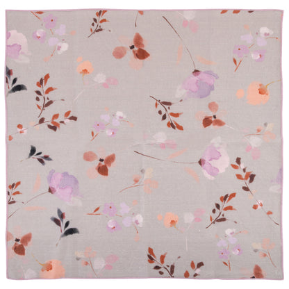 Lilac Floral Linen Blend Dinner Napkins unfolded view. 