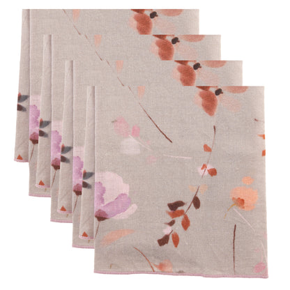Lilac Floral Linen Blend Dinner Napkins set of four view. 