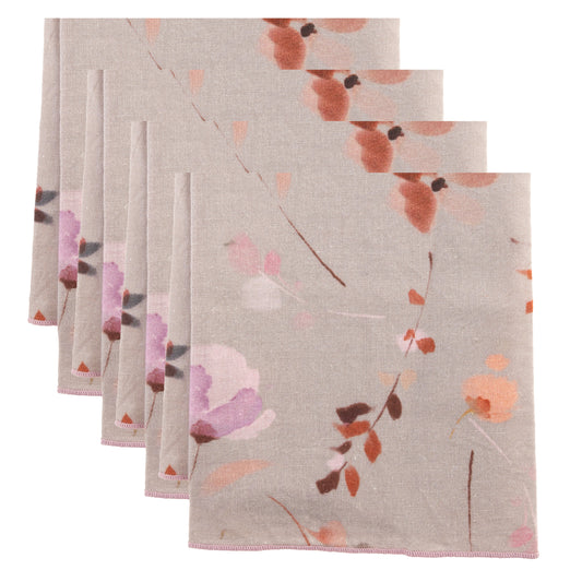 Lilac Floral Linen Blend Dinner Napkins set of four view. 
