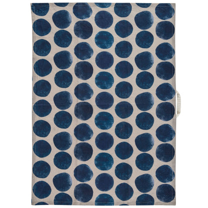 Big Dots Linen Blend Tea Towel unfolded view. 