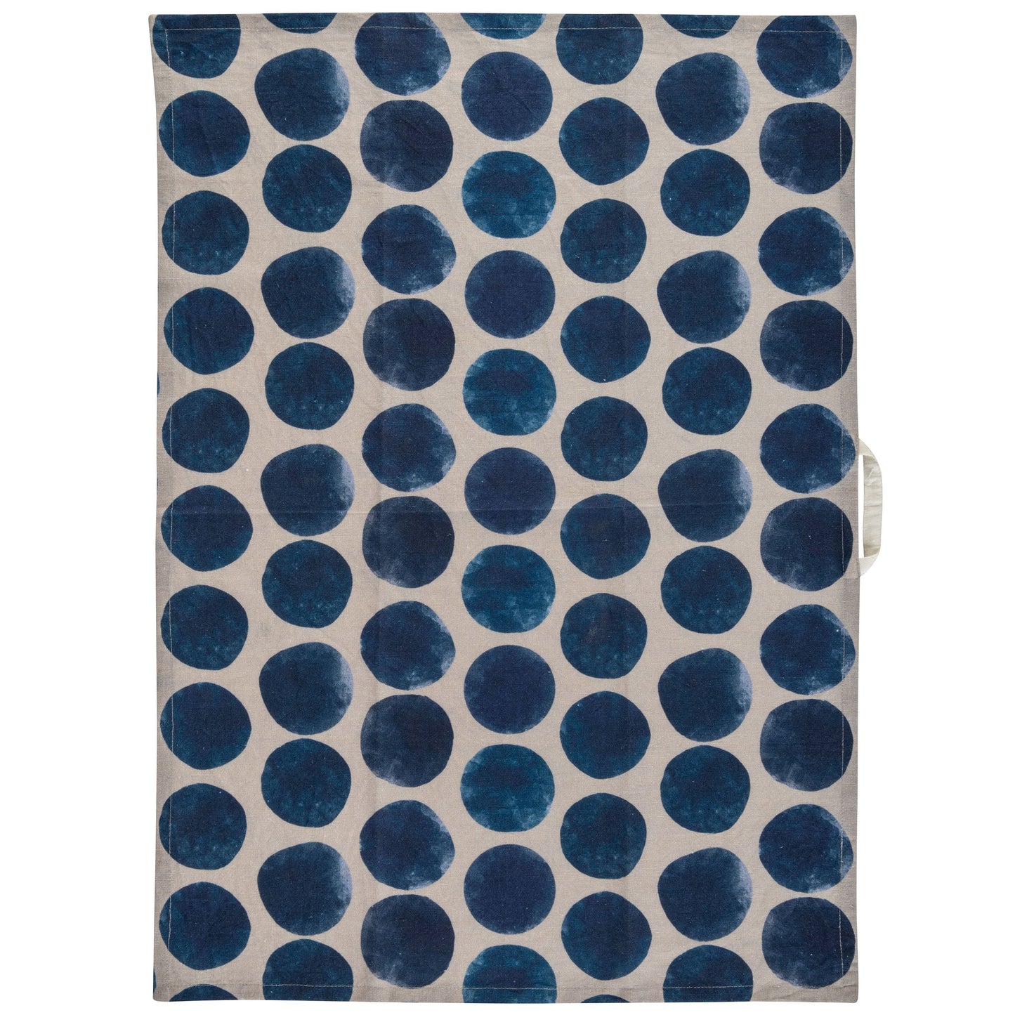 Big Dots Linen Blend Tea Towel unfolded view. 