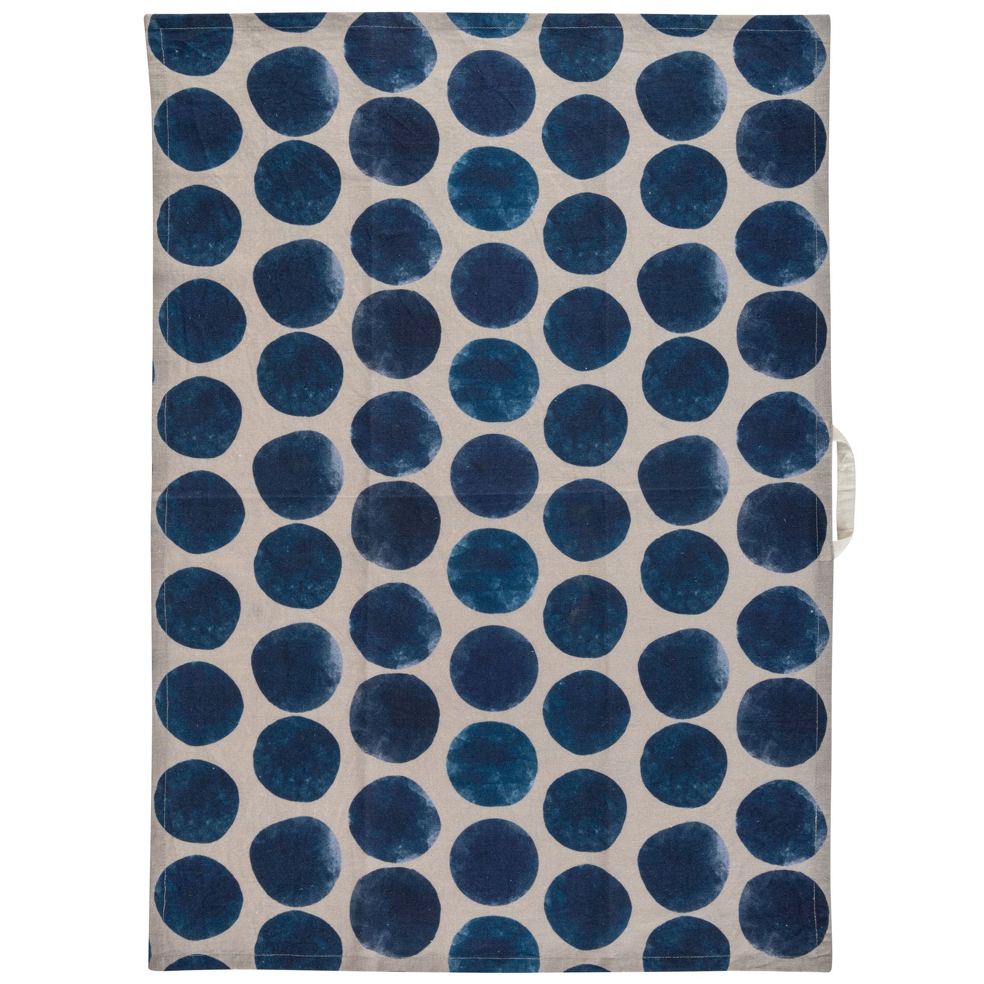 Big Dots Linen Blend Tea Towel unfolded view. 
