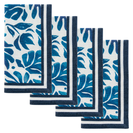 Coastal Abstract Dinner Napkins set of four view. 