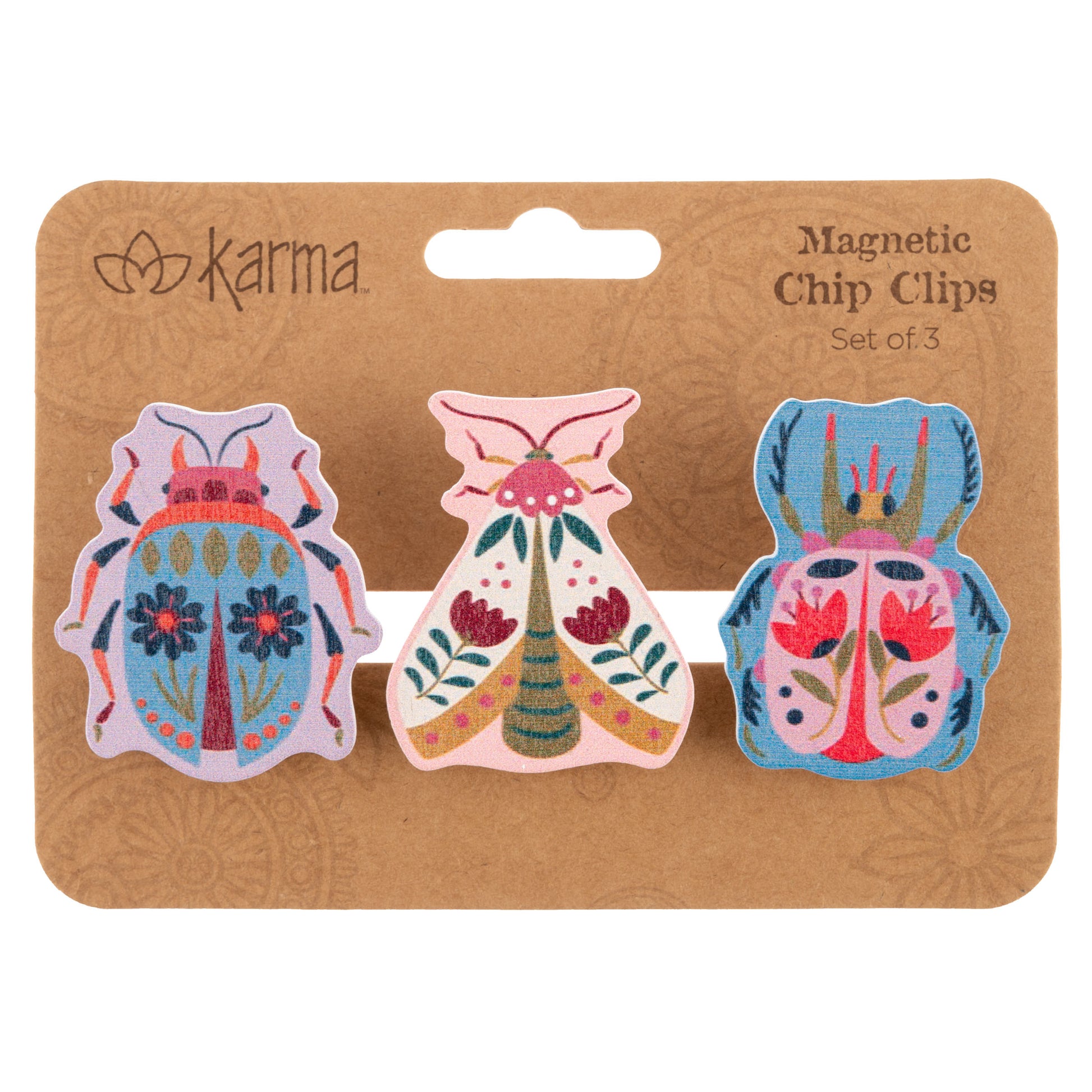 Bugs Shaped Magnetic Chip Clips packaging view. 