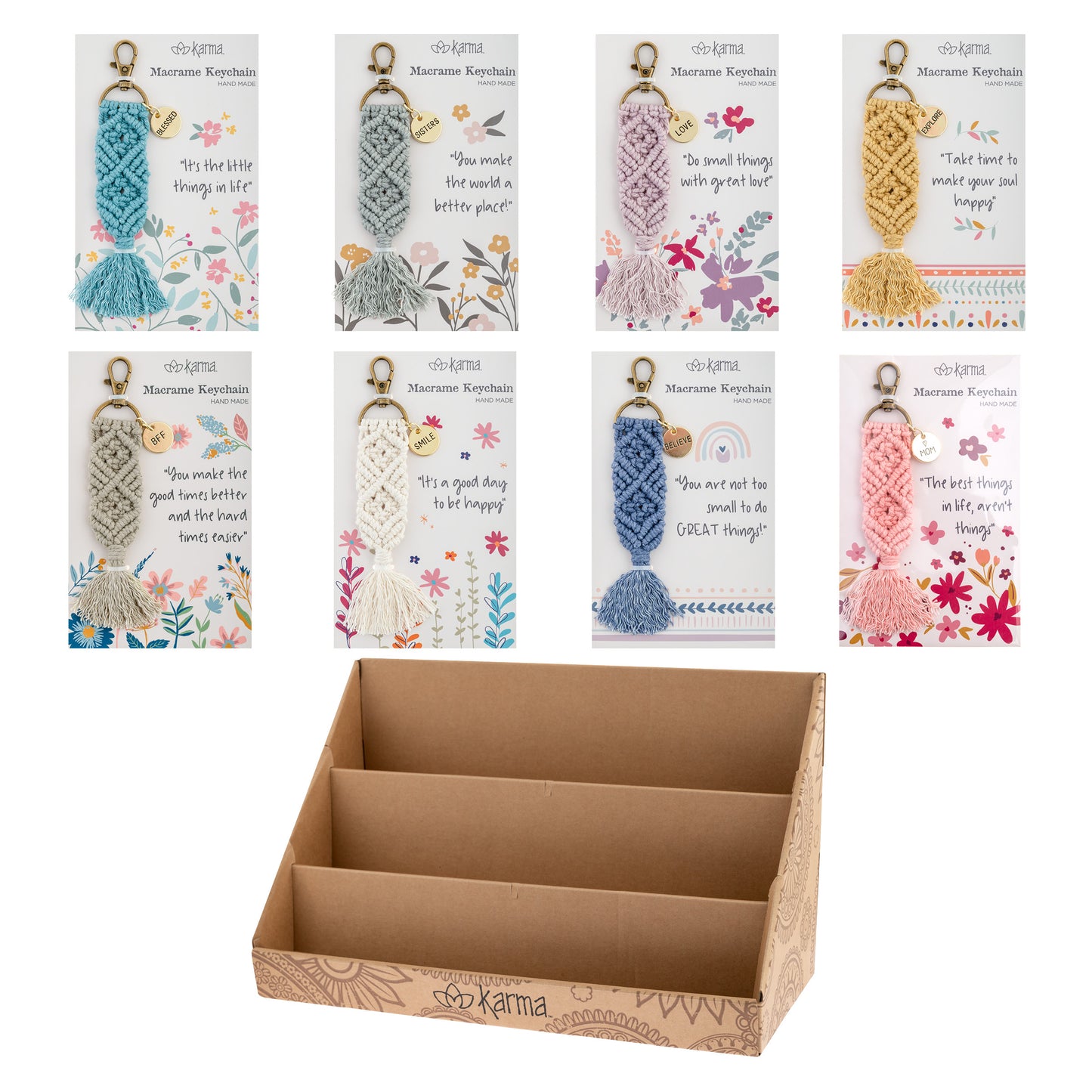 Macrame Keychain Display Assortment.