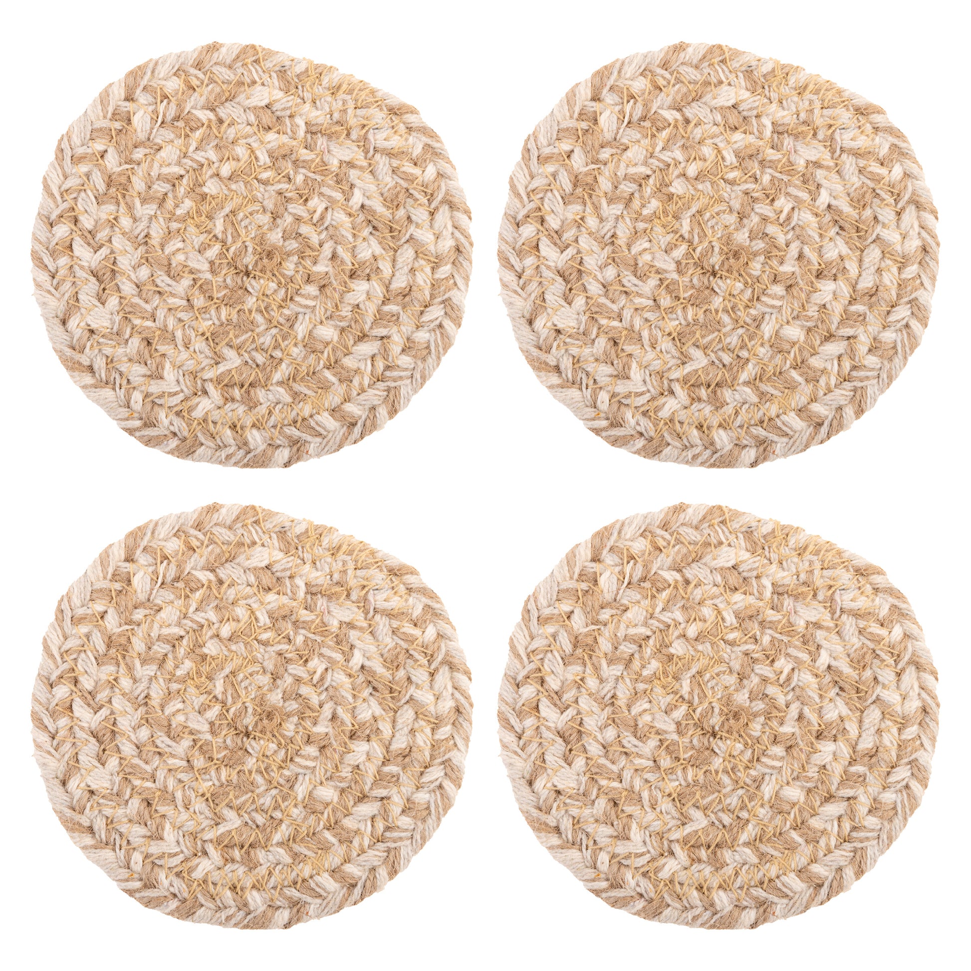 Marina Round Woven Coasters set of four view. 