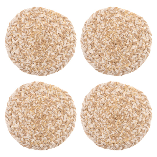Marina Round Woven Coasters set of four view. 