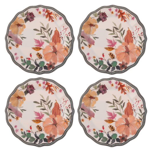 Autumnal Spice Melamine Salad Plates set of four view. 