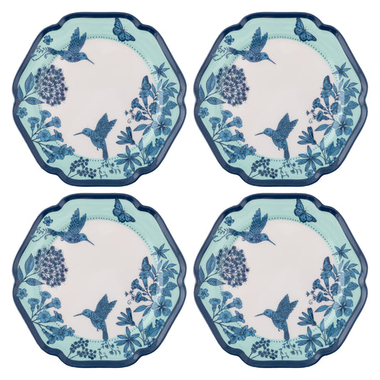 Hummingbirds Melamine Salad Plates set of four view. 