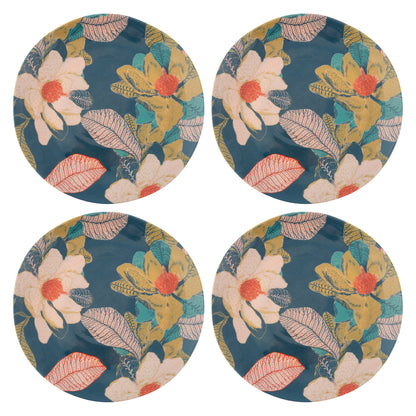 Seaside Floral Melamine Salad Plates set of four view. 