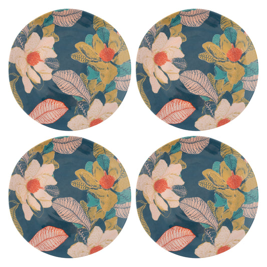 Seaside Floral Melamine Salad Plates set of four view. 