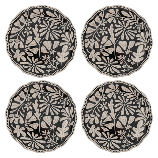 Dusk Floral Melamine Salad Plates set of four view. 