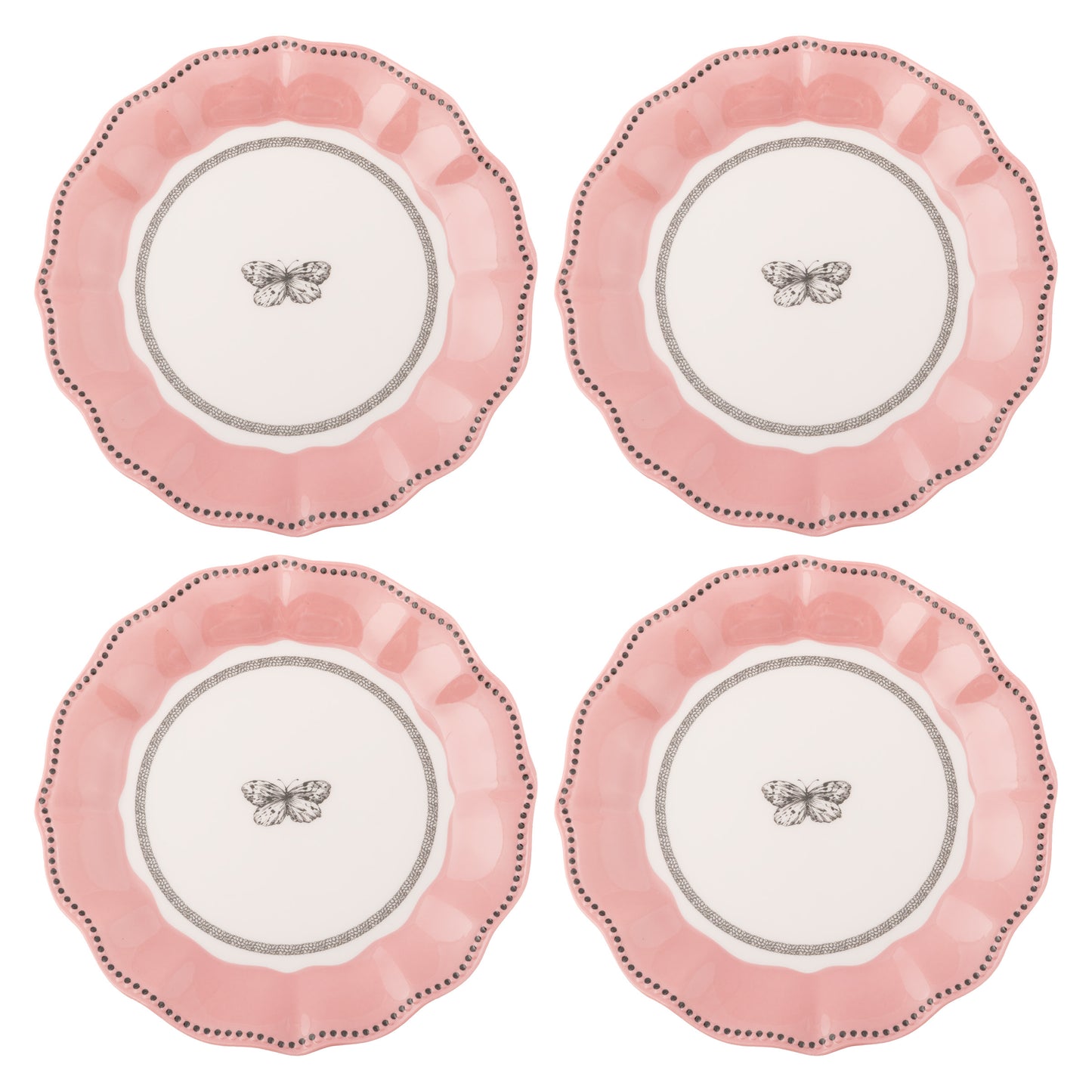 Butterfly Melamine Salad Plates set of four view. 