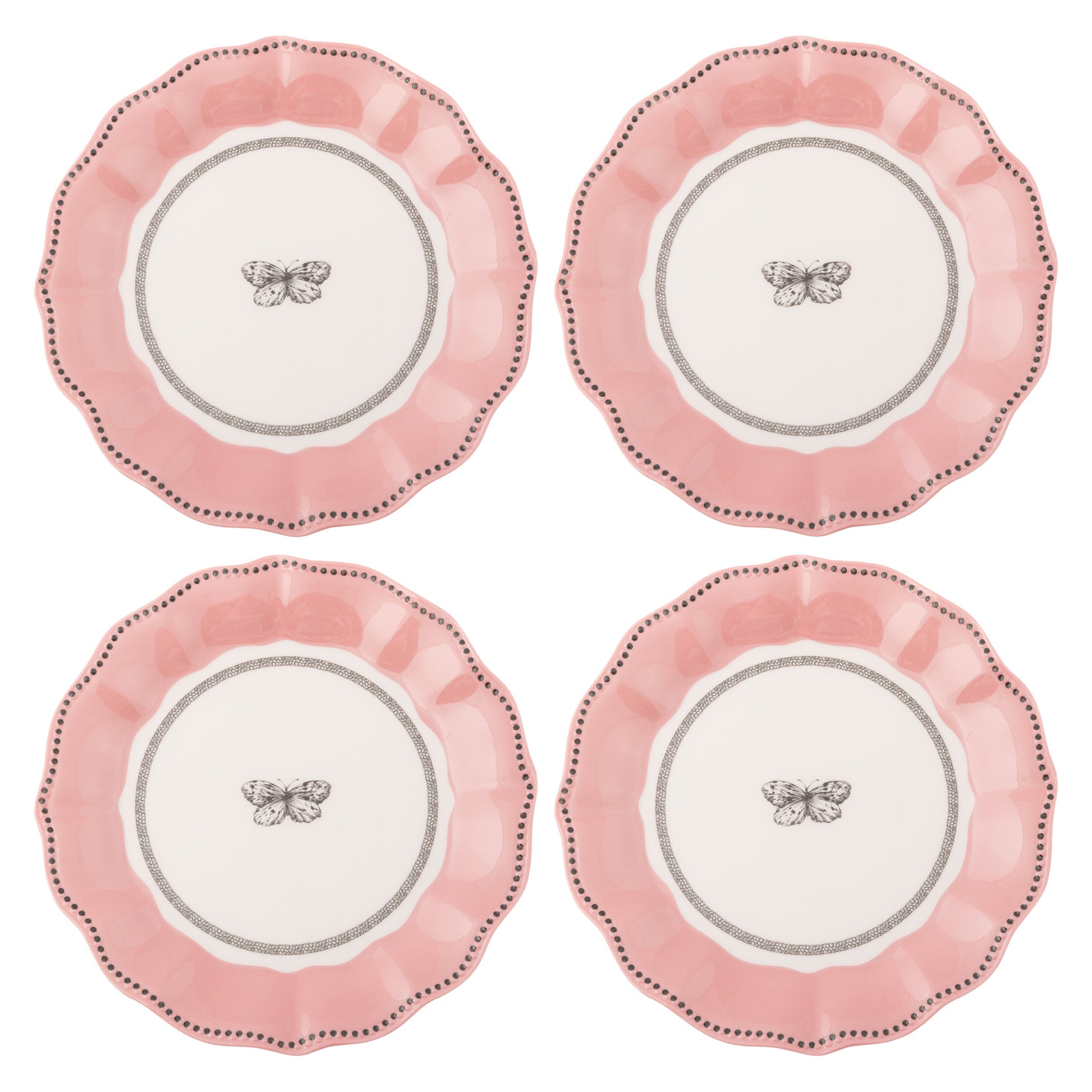 Butterfly Melamine Salad Plates set of four view. 