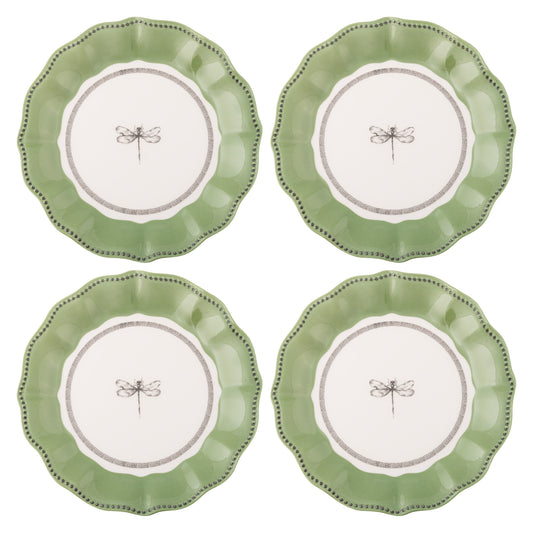 Dragonfly Melamine Salad Plates set of four view. 