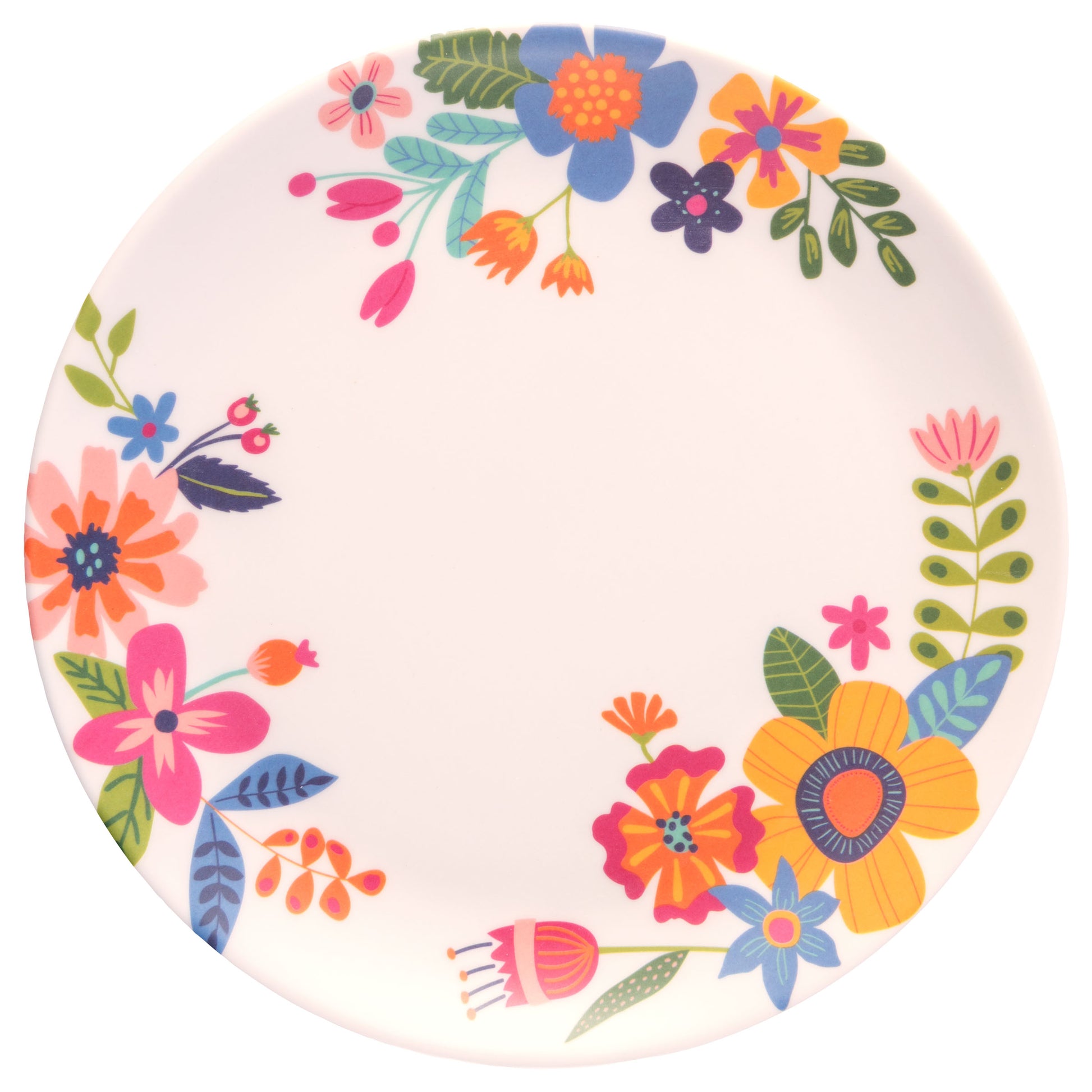 Shelly Floral Melamine Plates individual view. 