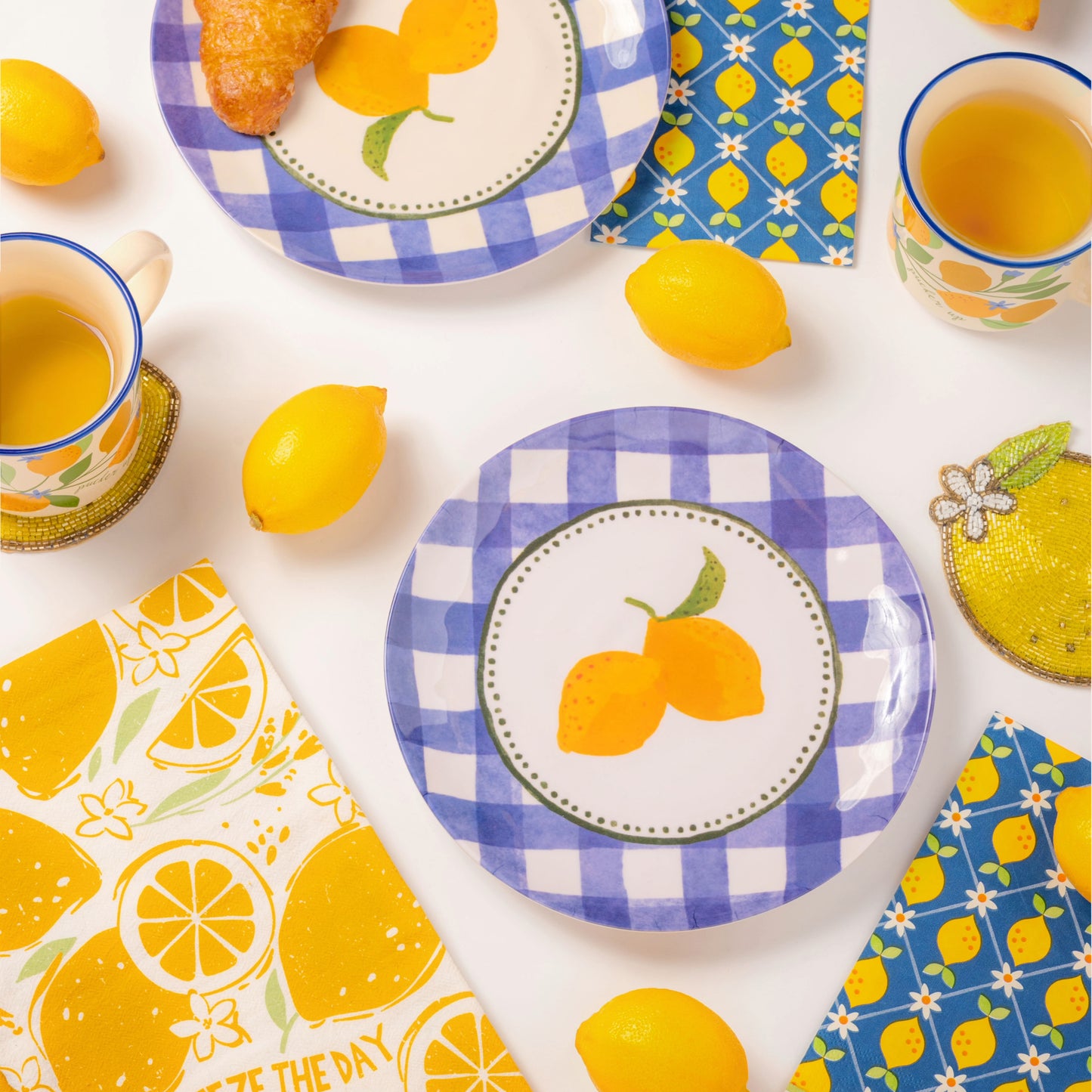 Lemons Melamine Salad Plates