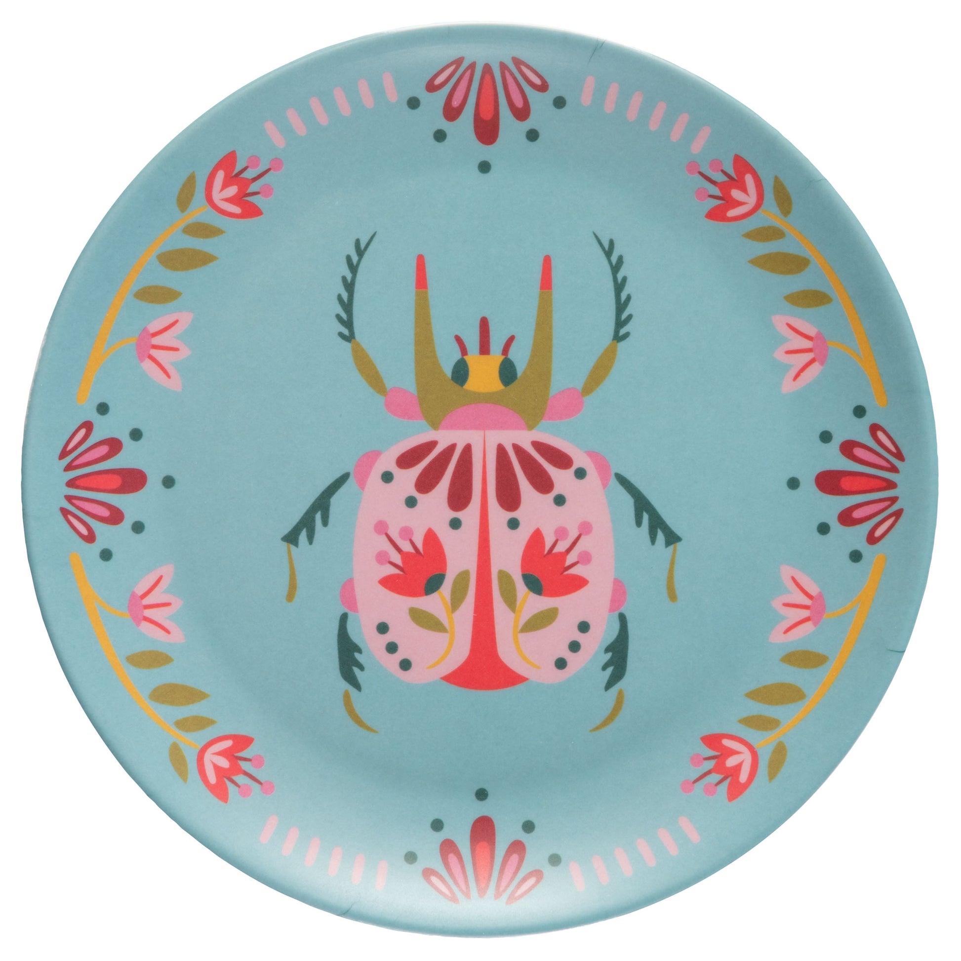 Bugs Melamine Plates blue design view. 