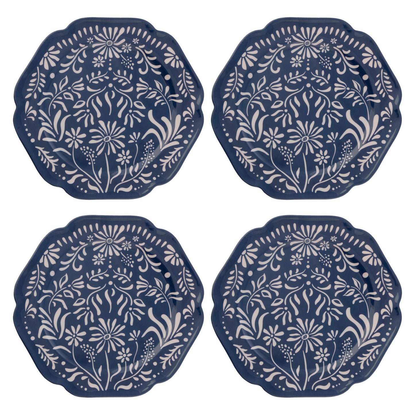 Mykonos Melamine Dinner Plates set of four view. 