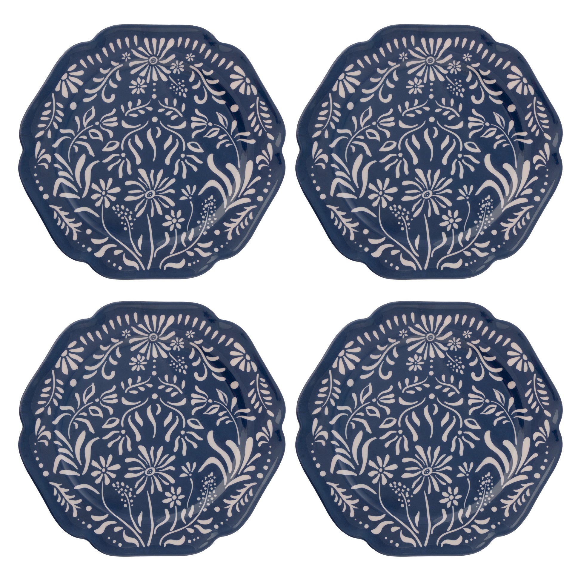 Mykonos Melamine Dinner Plates set of four view. 