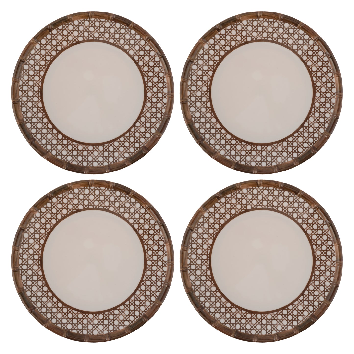 Bamboo Melamine Dinner Plates set of four view. 