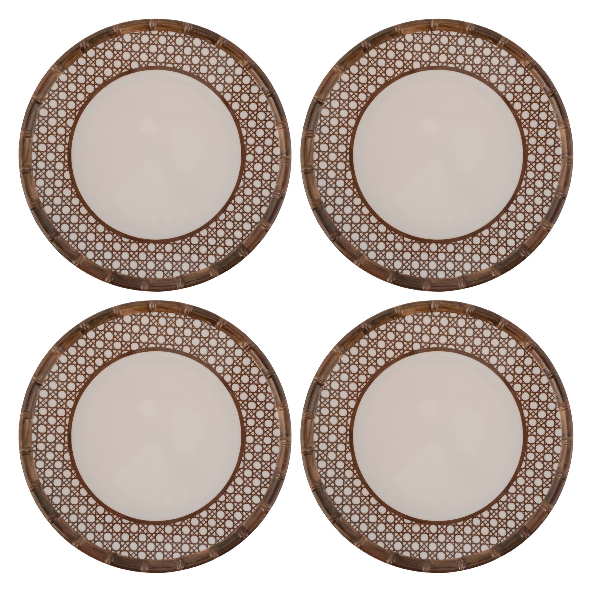 Bamboo Melamine Dinner Plates set of four view. 
