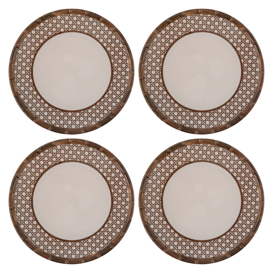 Bamboo Melamine Dinner Plates set of four view. 