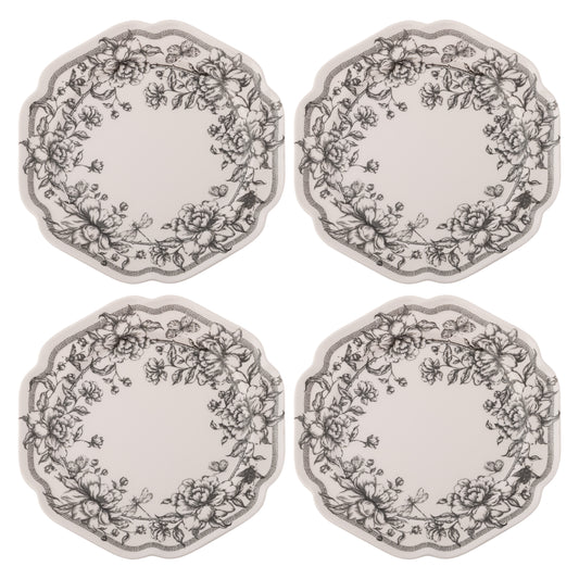 Isabella Melamine Dinner Plates set of four view. 