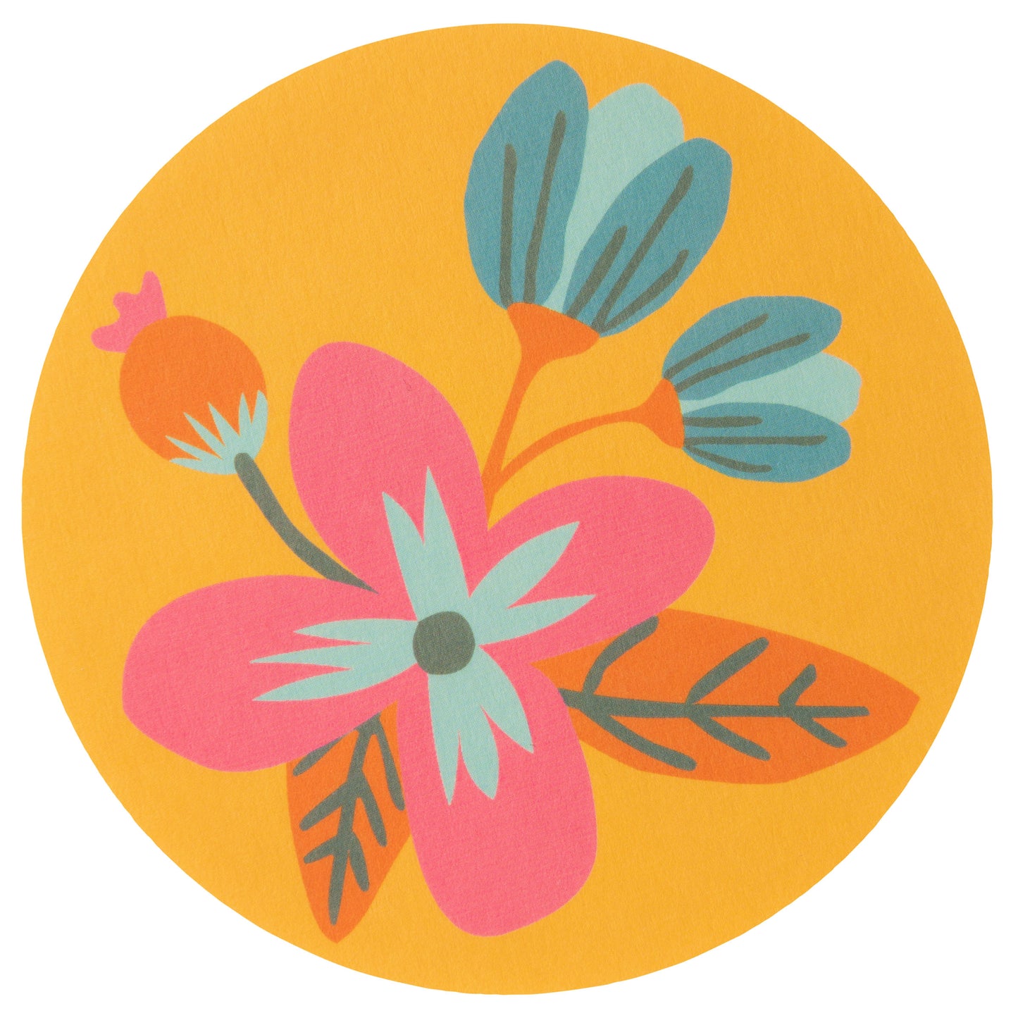 Shelly Floral Pulp Paper Coasters yellow coaster view. 